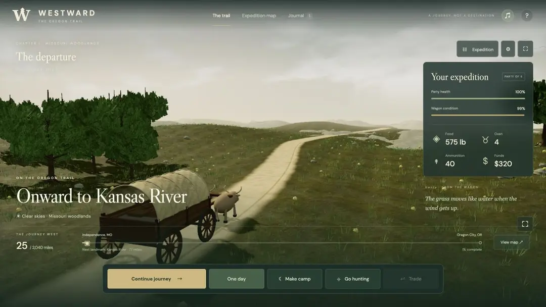 Westward — The Oregon Trail — gameplay screenshot