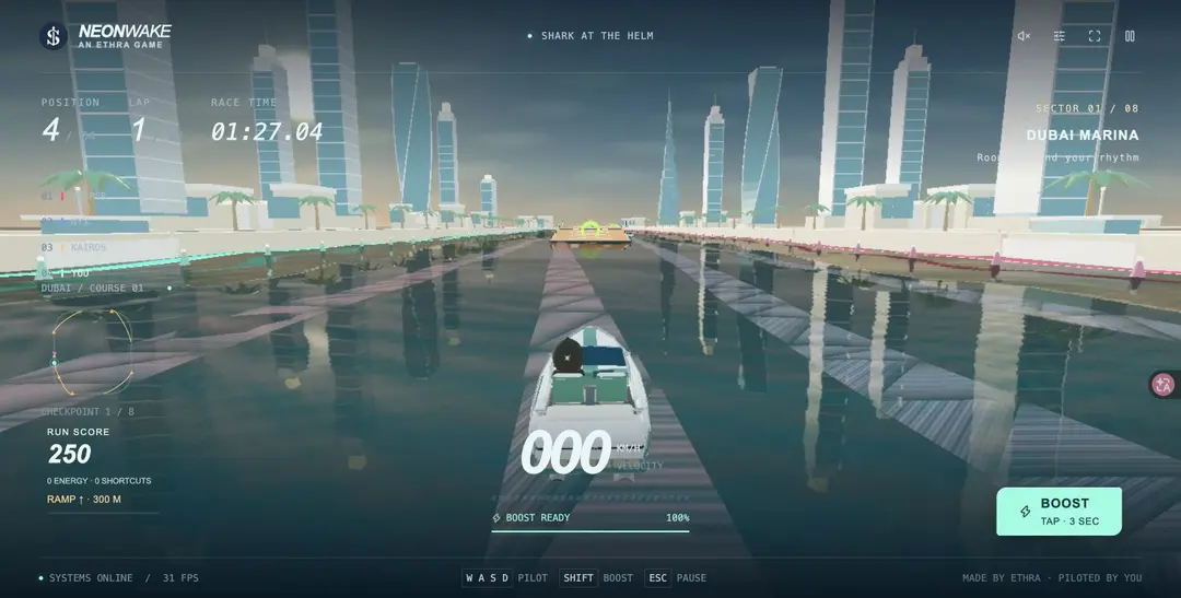 Neon Wake — Dubai Coast — 实机画面