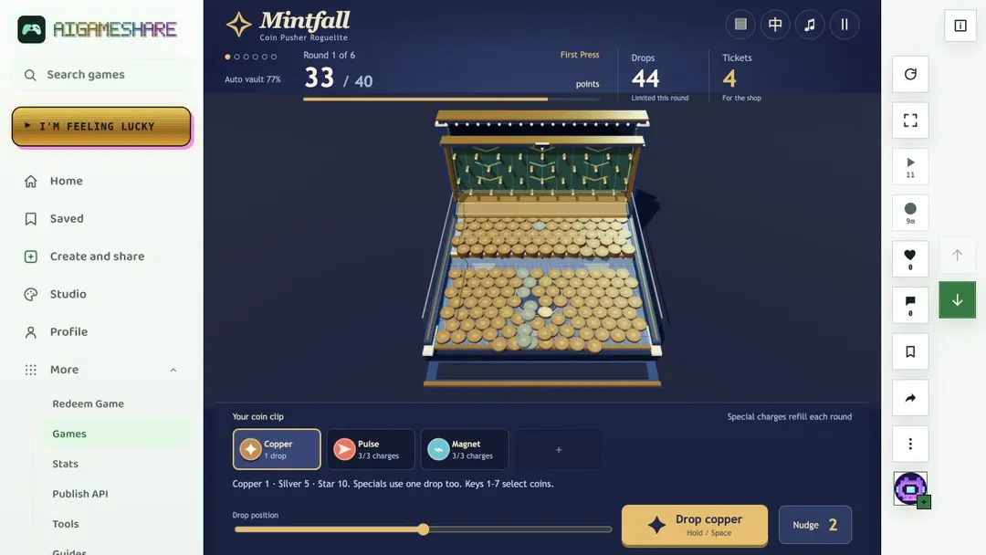 Coin Pusher Roguelite: Mintfall — لقطة من اللعب