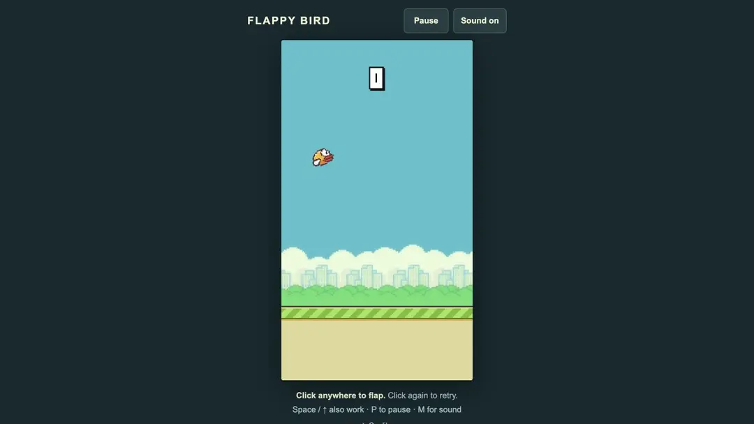 Flappy Bird · Click to Fly — gameplay screenshot