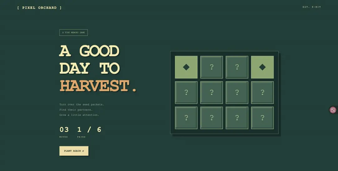 Pixel Orchard — Memory Harvest — gameplay screenshot
