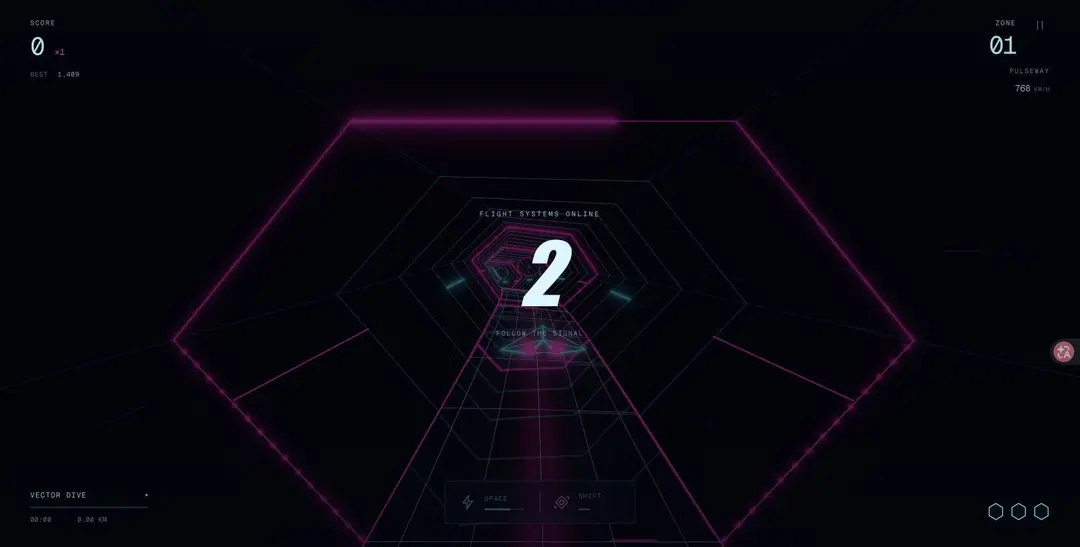 Vector Dive — Beyond the Signal — 실제 플레이 화면